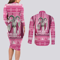 Christmas Naughty Witch Couples Matching Long Sleeve Bodycon Dress and Long Sleeve Button Shirt Merry Witchmas LT05 - Wonder Print Shop