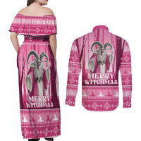 Christmas Naughty Witch Couples Matching Off Shoulder Maxi Dress and Long Sleeve Button Shirt Merry Witchmas LT05 - Wonder Print Shop