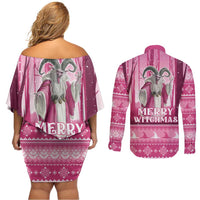 Christmas Naughty Witch Couples Matching Off Shoulder Short Dress and Long Sleeve Button Shirt Merry Witchmas LT05 - Wonder Print Shop