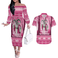 Christmas Naughty Witch Couples Matching Off The Shoulder Long Sleeve Dress and Hawaiian Shirt Merry Witchmas LT05 - Wonder Print Shop