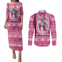 Christmas Naughty Witch Couples Matching Puletasi and Long Sleeve Button Shirt Merry Witchmas LT05 - Wonder Print Shop