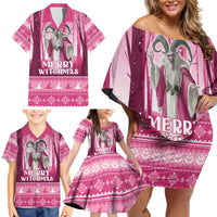 Christmas Naughty Witch Family Matching Off Shoulder Short Dress and Hawaiian Shirt Merry Witchmas LT05 - Wonder Print Shop