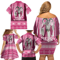 Christmas Naughty Witch Family Matching Off Shoulder Short Dress and Hawaiian Shirt Merry Witchmas LT05 - Wonder Print Shop