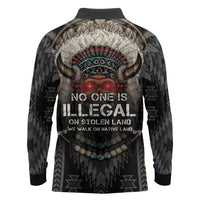 Native American Long Sleeve Polo Shirt No One Is Illegal On Stolen Land