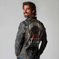 Native American Long Sleeve Polo Shirt No One Is Illegal On Stolen Land