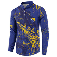 Bosnia And Herzegovina Button Sweatshirt Fierce Dragon Heritage