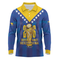 Custom Football 2026 Bosnia And Herzegovina Long Sleeve Polo Shirt Trophy Style