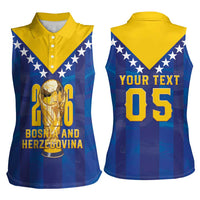 Custom Football 2026 Bosnia And Herzegovina Women Sleeveless Polo Shirt Trophy Style