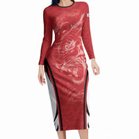 Custom South Korea Football 2026 Long Sleeve Bodycon Dress Taegeuk Warriors Spirit Sporty Style