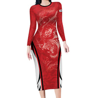Custom South Korea Football 2026 Long Sleeve Bodycon Dress Taegeuk Warriors Spirit Sporty Style