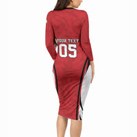 Custom South Korea Football 2026 Long Sleeve Bodycon Dress Taegeuk Warriors Spirit Sporty Style
