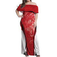 Custom South Korea Football 2026 Off Shoulder Maxi Dress Taegeuk Warriors Spirit Sporty Style