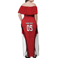 Custom South Korea Football 2026 Off Shoulder Maxi Dress Taegeuk Warriors Spirit Sporty Style