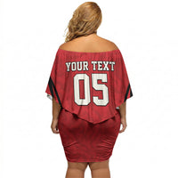 Custom South Korea Football 2026 Off Shoulder Short Dress Taegeuk Warriors Spirit Sporty Style