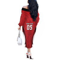 Custom South Korea Football 2026 Off The Shoulder Long Sleeve Dress Taegeuk Warriors Spirit Sporty Style