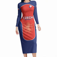 Custom Czechia Football 2026 Long Sleeve Bodycon Dress National Lion Unique Style