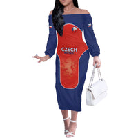 Custom Czechia Football 2026 Off The Shoulder Long Sleeve Dress National Lion Unique Style