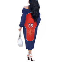 Custom Czechia Football 2026 Off The Shoulder Long Sleeve Dress National Lion Unique Style