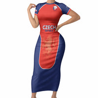 Custom Czechia Football 2026 Short Sleeve Bodycon Dress National Lion Unique Style