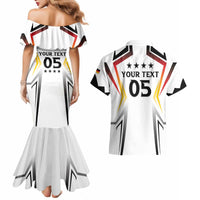 Custom Germany 2024 Football Couples Matching Mermaid Dress and Hawaiian Shirt Go Champions Nationalelf White Version LT05 - Wonder Print Shop