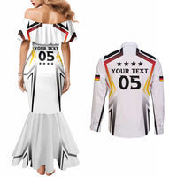 Custom Germany 2024 Football Couples Matching Mermaid Dress and Long Sleeve Button Shirt Go Champions Nationalelf White Version