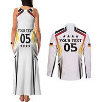 Custom Germany 2024 Football Couples Matching Tank Maxi Dress and Long Sleeve Button Shirt Go Champions Nationalelf White Version LT05 - Wonder Print Shop