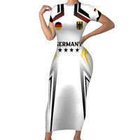 Custom Germany 2024 Football Short Sleeve Bodycon Dress Go Champions Nationalelf White Version LT05 - Wonder Print Shop