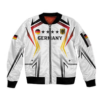 Custom Germany 2024 Football Sleeve Zip Bomber Jacket Go Champions Nationalelf White Version LT05 - Wonder Print Shop