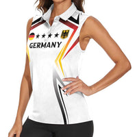 Custom Germany 2024 Football Women Sleeveless Polo Shirt Go Champions Nationalelf White Version LT05 - Wonder Print Shop