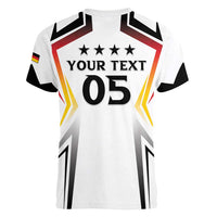 Custom Germany 2024 Football Women V-Neck T-Shirt Go Champions Nationalelf White Version LT05 - Wonder Print Shop