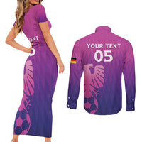 Custom Germany 2024 Football Couples Matching Short Sleeve Bodycon Dress and Long Sleeve Button Shirt Go Champions Nationalelf Pink Version LT05 - Wonder Print Shop