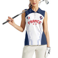Custom France 2024 Football Women Sleeveless Polo Shirt Go Champions Les Bleus LT05 - Wonder Print Shop
