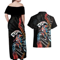 Cycopath Funny Cycling Couples Matching Off Shoulder Maxi Dress and Hawaiian Shirt Cycling lovers - Wonder Print Shop
