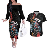Cycopath Funny Cycling Couples Matching Off The Shoulder Long Sleeve Dress and Hawaiian Shirt Cycling lovers - Wonder Print Shop