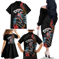 Cycopath Funny Cycling Family Matching Off The Shoulder Long Sleeve Dress and Hawaiian Shirt Cycling lovers - Wonder Print Shop
