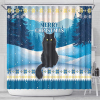 Merry Christmas Yule Cat Shower Curtain Icelandic Folklore Jolakotturinn