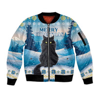 Merry Christmas Yule Cat Sleeve Zip Bomber Jacket Icelandic Folklore Jolakotturinn LT05 - Wonder Print Shop