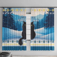 Merry Christmas Yule Cat Window Curtain Icelandic Folklore Jolakotturinn LT05 - Wonder Print Shop