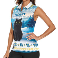 Merry Christmas Yule Cat Women Sleeveless Polo Shirt Icelandic Folklore Jolakotturinn LT05 - Wonder Print Shop