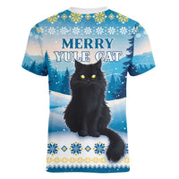 Merry Christmas Yule Cat Women V-Neck T-Shirt Icelandic Folklore Jolakotturinn LT05 - Wonder Print Shop