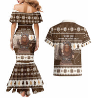 Funny Christmas Belsnickel Couples Matching Mermaid Dress and Hawaiian Shirt Impish Or Admirable LT05 - Wonder Print Shop