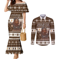 Funny Christmas Belsnickel Couples Matching Mermaid Dress and Long Sleeve Button Shirt Impish Or Admirable