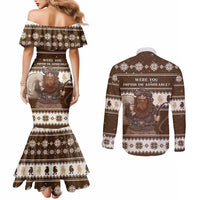 Funny Christmas Belsnickel Couples Matching Mermaid Dress and Long Sleeve Button Shirt Impish Or Admirable