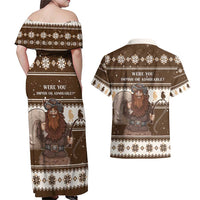 Funny Christmas Belsnickel Couples Matching Off Shoulder Maxi Dress and Hawaiian Shirt Impish Or Admirable LT05 - Wonder Print Shop