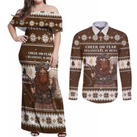 Funny Christmas Belsnickel Couples Matching Off Shoulder Maxi Dress and Long Sleeve Button Shirt Impish Or Admirable LT05 - Wonder Print Shop