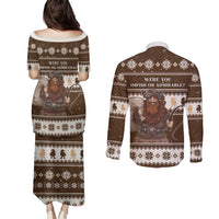 Funny Christmas Belsnickel Couples Matching Puletasi and Long Sleeve Button Shirt Impish Or Admirable LT05 - Wonder Print Shop