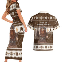 Funny Christmas Belsnickel Couples Matching Short Sleeve Bodycon Dress and Hawaiian Shirt Impish Or Admirable LT05 - Wonder Print Shop