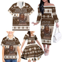 Funny Christmas Belsnickel Family Matching Off The Shoulder Long Sleeve Dress and Hawaiian Shirt Impish Or Admirable LT05 - Wonder Print Shop