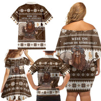 Funny Christmas Belsnickel Family Matching Off Shoulder Short Dress and Hawaiian Shirt Impish Or Admirable LT05 - Wonder Print Shop
