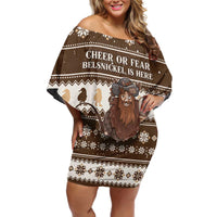 Funny Christmas Belsnickel Off Shoulder Short Dress Impish Or Admirable LT05 - Wonder Print Shop